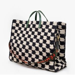 Clare V Summer Simple Tote Crochet Checkers